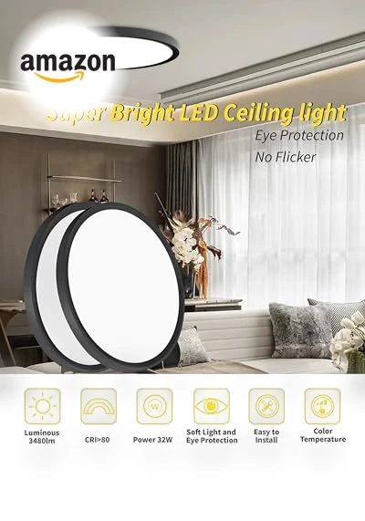 16 Inch Led Flush Mount Ceiling Light — Overhead Lighting, Bright Future Lighting