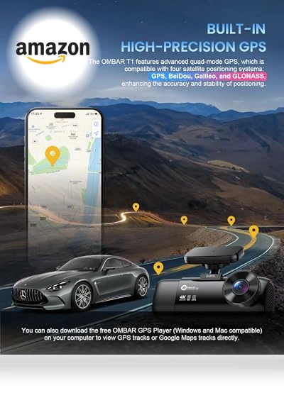 4K 3 Channel Dash Cam — Rearview Cameras for Cars, OMBAR
