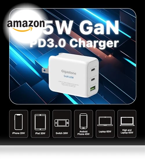 65W USB C GaN Charger — Chargers, Gigastone
