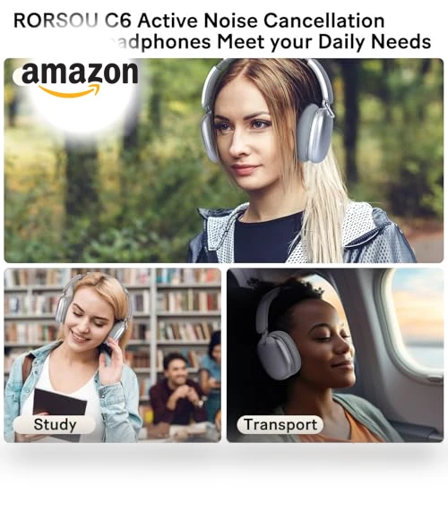 Active Noise Cancelling Headphones — Over-Ear Headphones, RORSOU