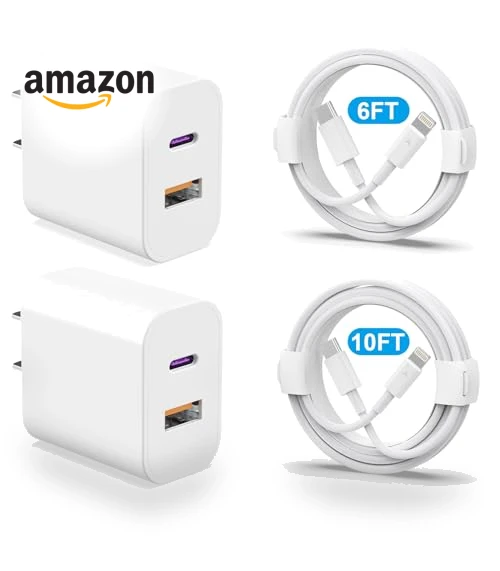 Dual Port Fast Charger Block 2-Pack with Cables — Chargers, YYDBS
