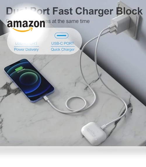 Dual Port Fast Charger Block 2-Pack with Cables — Chargers, YYDBS
