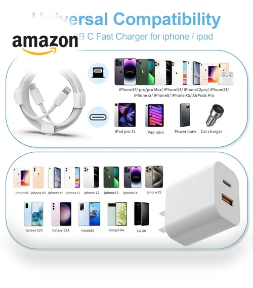 Dual Port Fast Charger Block 2-Pack with Cables — Chargers, YYDBS