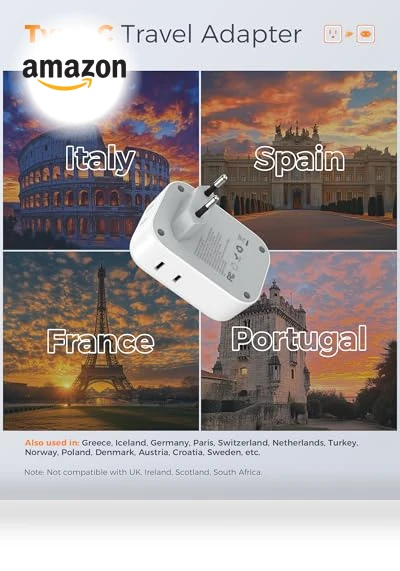 European Plug Adapter with USB C — Chargers & Adapters, TESSAN