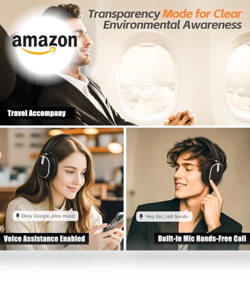 Hybrid Active Noise Cancelling Headphones — Over-Ear Headphones, Sisism