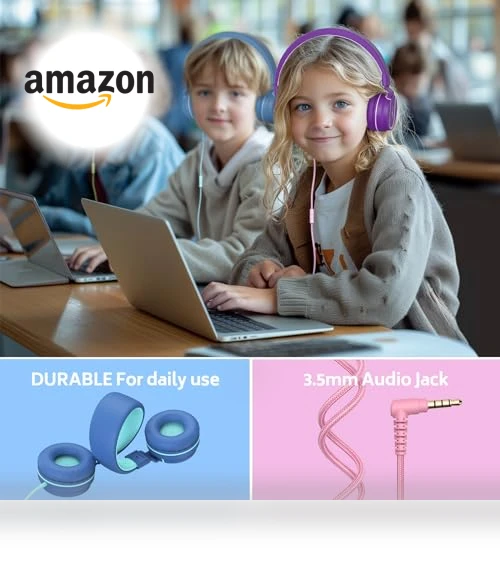 Kids Headphones Bulk 10-Pack for K-12 School Classroom — In-Ear Headphones, AILIHEN