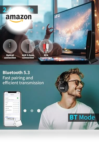 Wireless TV Headphones for Seniors — In-Ear Headphones, cwuiga