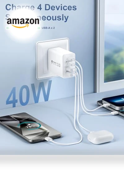 40W 4-Port USB C Wall Charger — Chargers, BECHAGE