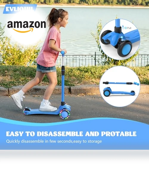 Adjustable Height Kick Scooter with Removable Seat — Push Scooters, EVLIQUIL