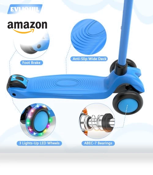 Adjustable Height Kick Scooter with Removable Seat — Push Scooters, EVLIQUIL