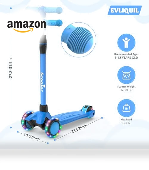 Adjustable Height Kick Scooter with Removable Seat — Push Scooters, EVLIQUIL