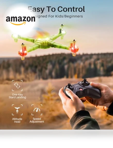 Kids Drone with 7-Color LED Light — RC Helicopters, Syma