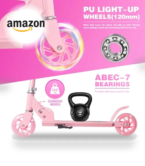 Kids Kick Scooter with Light Up Wheels — Push Scooters, Nattork