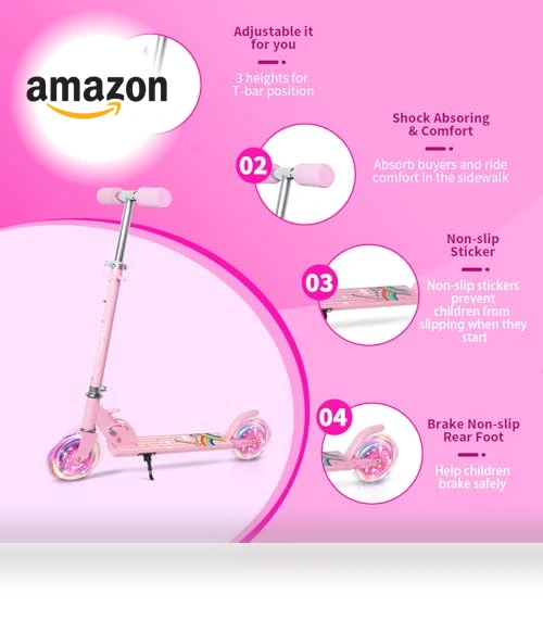 Kids Kick Scooter with Light Up Wheels — Push Scooters, Nattork