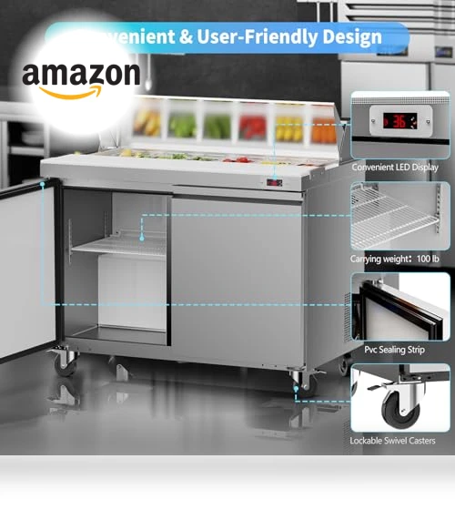 Commercial Refrigerator Sandwich Salad Prep Table — Sandwich Makers & Panini Presses