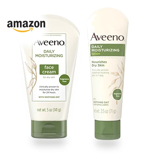 Daily Moisturizing Fragrance-Free Face & Neck Cream and Body Lotion Bundle — Nourishing Body Creams, Aveeno