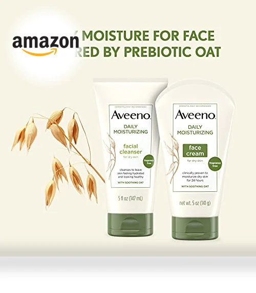Daily Moisturizing Fragrance-Free Face & Neck Cream and Body Lotion Bundle — Nourishing Body Creams, Aveeno
