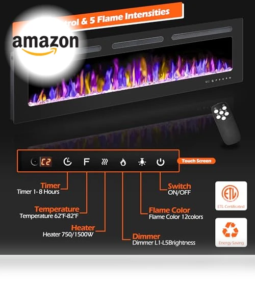 Electric Fireplace Wall Mounted and Recessed with Remote Control — Electric Heating Solutions, BETELNUT