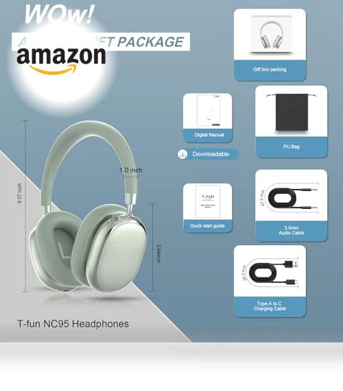 Hybrid Active Noise Cancelling Headphones — Over-Ear Headphones, T-fun