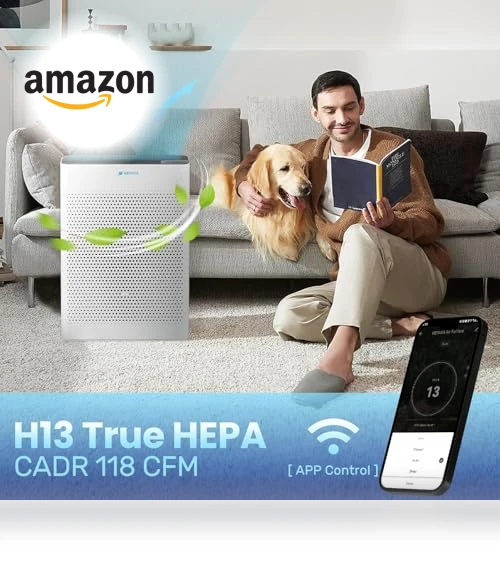 Large Room Air Purifier with Air Quality Monitor — HEPA Air Purifiers, HEYAXA