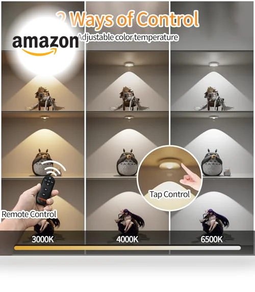 Cordless Puck Lights with Remote Control — Tap Lights, MICLIONLED