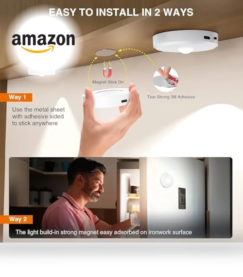 Cordless Puck Lights with Remote Control — Tap Lights, MICLIONLED