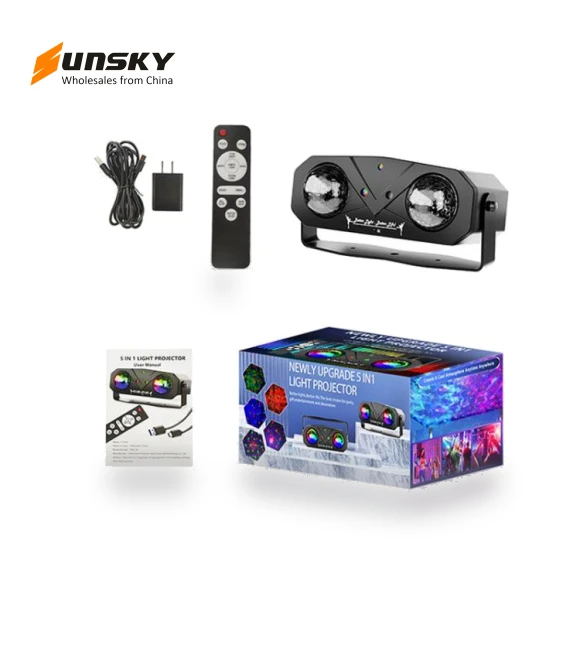 Double Magic Ball Laser Light LED Water Ripple RGB Rotating Stage Lamp — Lighting Accessories