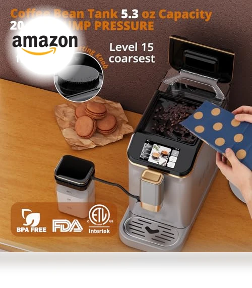 Fully Automatic Espresso Machine with Integrated Milk Frothing and Coffee Grinder — Coffee & Espresso Combos, GarveeLife