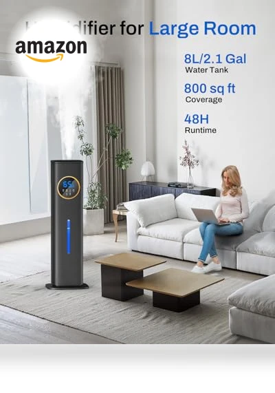 Large Room Humidifier with Night Light and Essential Oil Diffuser — Air Moisturizers, Lacidoll