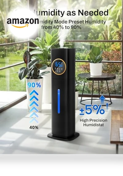 Large Room Humidifier with Night Light and Essential Oil Diffuser — Air Moisturizers, Lacidoll