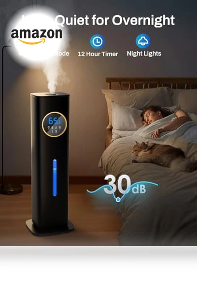 Large Room Humidifier with Night Light and Essential Oil Diffuser — Air Moisturizers, Lacidoll
