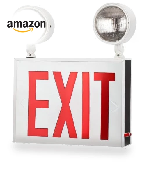 LED Steel Exit Sign Combo — Emergency Fixtures, Sunlite