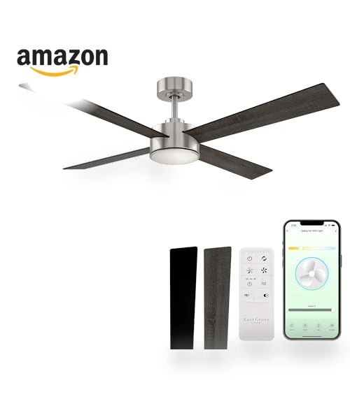 Smart 4-Blade Ceiling Fan with LED Light Kit — Ceiling Fan Lighting Solutions, East Grove Home