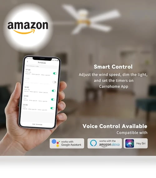 Smart Ceiling Fans with Lights Flush Mount — Ceiling Fan Wall Controls, SMAFAN