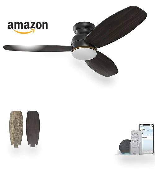 Smart Flush Mount Ceiling Fan with Lights — Ceiling Fan Wall Controls, CEME