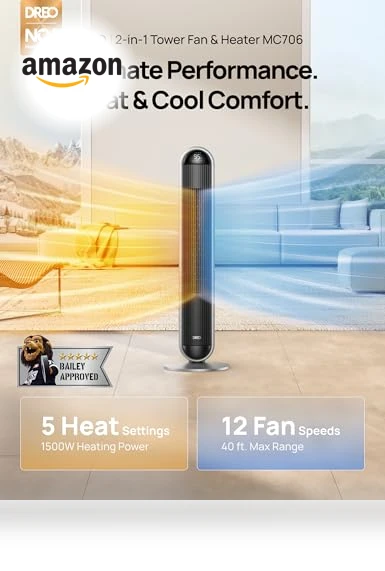 Tower Fan and Heater Combo — Desktop Cooling Solutions, Dreo