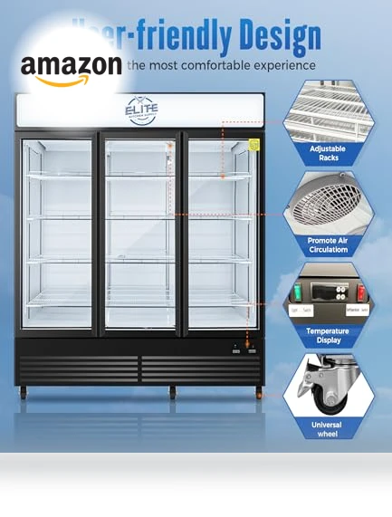3-Door Display Refrigerator — Drink Coolers, Elite Kitchen Supply
