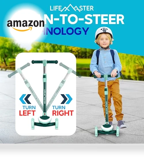 3-Wheel Kids Scooter with Multi-Color Lights — Pedal Cars, Lifemaster