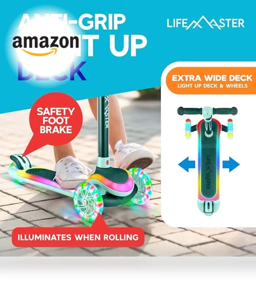 3-Wheel Kids Scooter with Multi-Color Lights — Pedal Cars, Lifemaster