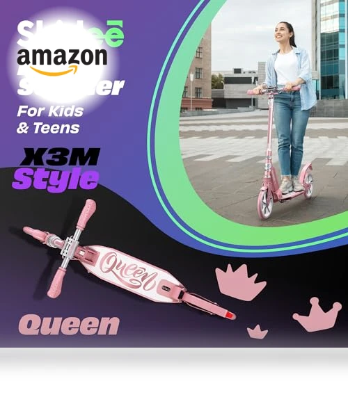 Adjustable Height Folding Scooter — Push Scooters, SKIDEE