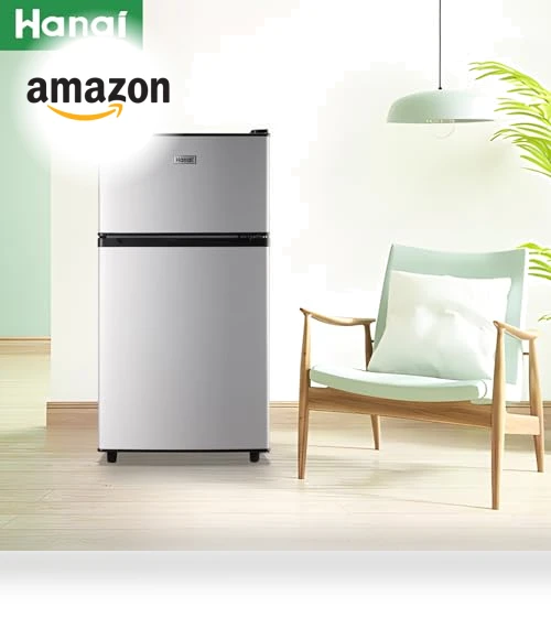 Mini Fridge with Freezer Two Doors Compact Refrigerator — Mini Fridges, WANAI