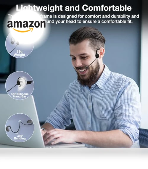 Open-Ear Bone Conduction Headphones with Mic — Over-Ear Headphones, Hostena