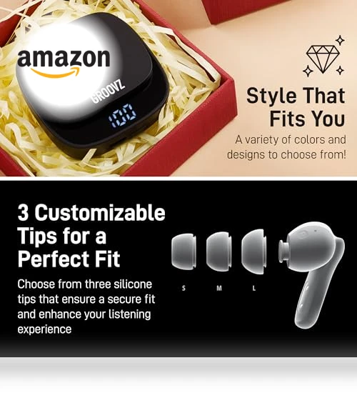 True Wireless Earbuds with Charging Case — In-Ear Headphones, Groovz Audio