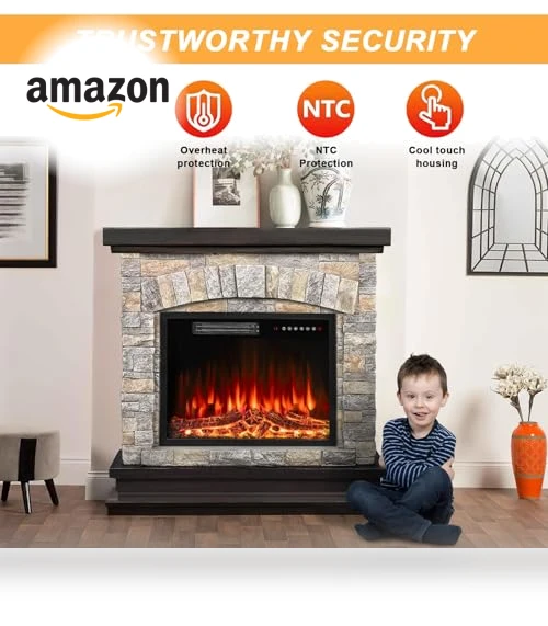 Electric Fireplace with Mantel — Electric Heating Solutions, BOSSIN