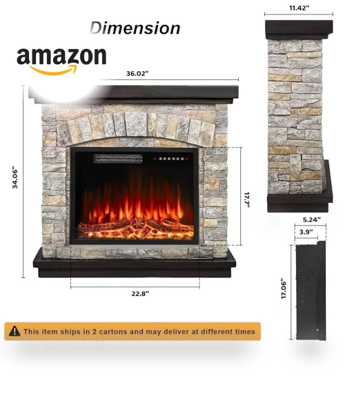 Electric Fireplace with Mantel — Electric Heating Solutions, BOSSIN