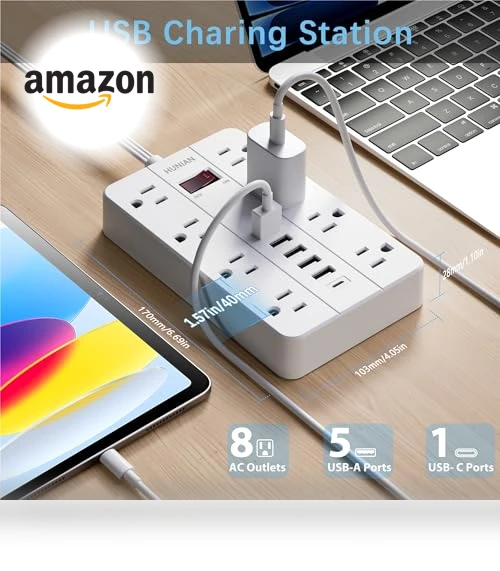 Flat Plug Extension Cord Surge Protector — Power Solutions & Surge Protection, HUNIAN