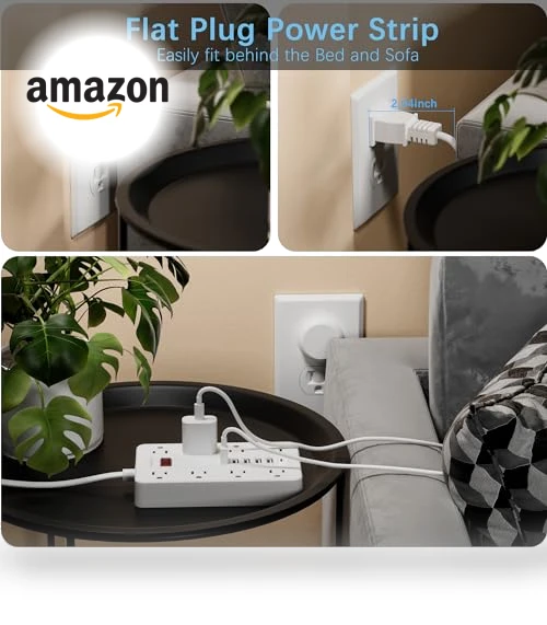 Flat Plug Extension Cord Surge Protector — Power Solutions & Surge Protection, HUNIAN