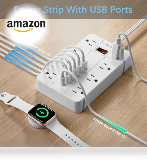 Flat Plug Extension Cord Surge Protector — Power Solutions & Surge Protection, HUNIAN