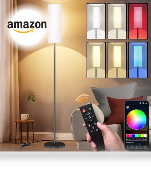 Modern LED Floor Lamp with Remote Control — Standing Lights, Qaubauyt