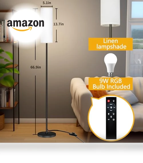 Modern LED Floor Lamp with Remote Control — Standing Lights, Qaubauyt